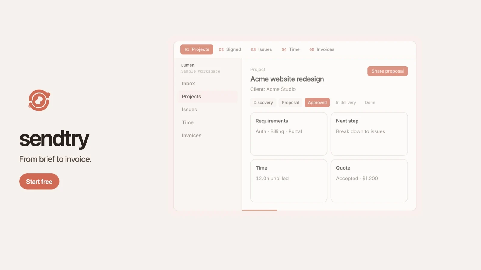 Sendtry — From brief to invoice